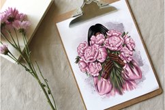 Fashionable girl with flowers clipart Product Image 4