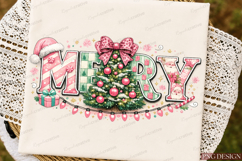 Coquette Merry Christmas PNG | Pink Christmas Tree Bow png Product Image 7