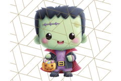 Kawaii Halloween Clipart Cute Kids and Candy Elements Png Product Image 2