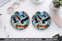 Eagle Flag Car Coaster Sublimation| 4th Of July Coaster PNG Product Image 1