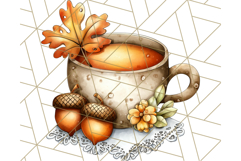 Fall Drink Clipart PNG, Cozy Autumn Cocoa and Latte Art Product Image 2