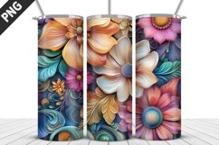 3D Flowers Tumbler Wrap | Sublimation Design | Tumble PNG Product Image 3