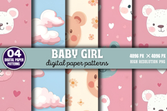 Baby Girl Pattern Digital Paper Background PNG Product Image 1