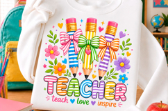 Teacher Pencil Bow Trending Png Product Image 1