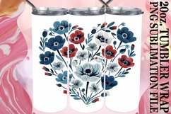 Floral Heart Tumbler Wrap Sublimation 11oz 15oz 20oz Product Image 1
