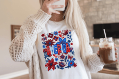 America Patriotic flowers PNG T-Shirt|4th of July PNG Sublim Product Image 3