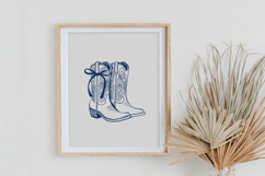 Blue Coquette Bow Cowboy Boot Print Product Image 6