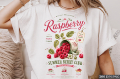 Raspberry Summer Berry Club Vintage Fruit PNG Design Product Image 1
