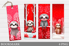 Christmas Sloth Bookmark. Cute Snowman Bookmark Printable Product Image 1