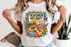 Teacher Off Duty PNG, Summer Era Highland Cow Sublimation Product Image 6