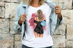 Fashionable girl with flowers clipart Product Image 8
