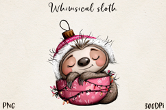 Whimsical Winter Sloths | Cute Cozy Sloth Clipart PNG Product Image 6