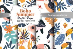 Summer Boho digital paper Seamless backgrounds Product Image 2