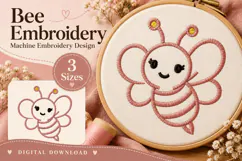Cute Bee Outline Embroidery Design Product Image 1