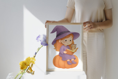 Watercolor Witch Clipart Set Cute Magical Witches, Animals Product Image 6