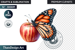 Vibrant Butterfly with Fruit PNG, Tropical Summer Clipart Product Image 1