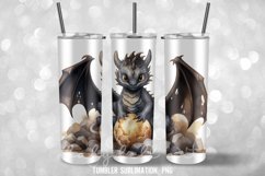 Watercolor Black Baby Dragon Tumbler Sublimation Product Image 2