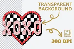 XOXO Checkerboard Heart PNG | Valentine’s Day Retro Heart Product Image 3