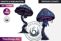 Glowing Fantasy Mushrooms PNG, Magic Mushroom Clipart Product Image 1