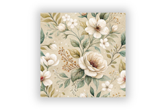 Beige Toile Digital Paper Pack, Vintage Floral Toile Product Image 6