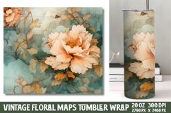 Vintage Floral Maps Tumbler Wrap Product Image 1