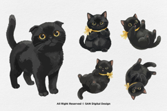 15 Bundle Watercolor Dark Cats Kitten Demon Devil Pet Product Image 6