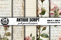 Antique Script Junk Journal Papers PNG Product Image 1