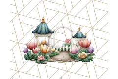 Princess Castle Clipart PNG, Enchanted Garden Artwork Product Image 2