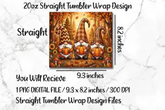 Fall Gnomes 20 OZ Skinny Tumbler Wrap Sublimation PNG. Product Image 5
