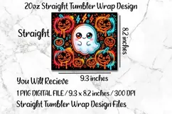 Neon Pumpkin Ghost 20 OZ Skinny Tumbler Wrap Sublimation PNG Product Image 5