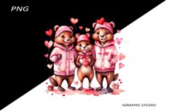 Valentine animal couple clipart, Valentine beaver png Product Image 1