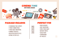 Movie Party Bundle | Clipart, Invitations &amp; Planner Product Image 6