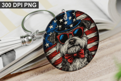 4Th Of July Dog Keychain Sublimation - Round Keychain PNG Product Image 1