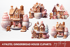 Pastel Gingerbread House Clipart Sublimation Product Image 1