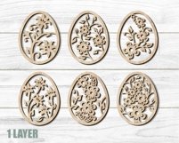 easter egg set, laser cut file, layered floral egg svg Product Image 4