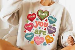 Crochet Valentine Candy Heart PNG, Faux Yarn You Are Enough Product Image 3