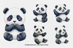 15 Bundle Watercolor Panda Animal Fat Black White Chinese Product Image 6