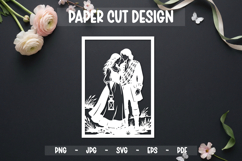 Romantic Couple Paper Cut Card, 5x7 Paper cut Product Image 1