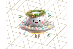 Alien Christmas Clipart, Cute Outer Space Holiday PNG Product Image 2