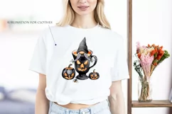 Watercolor Halloween gnome in tea mug, Gnome PNG Product Image 5