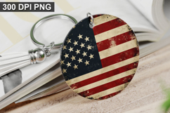 4Th Of July Flag Keychain Sublimation - Round Keychain PNG Product Image 1