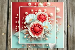 3D papercut red & white Flowers | 8 Skinny tumbler designs Product Image 6