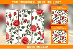 Valentine Rose Tumbler Wrap Designs, Sublimation Wrap Product Image 1