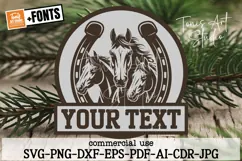 Horse Laser Cut File SVG PNG DXF, Round Name Sign Product Image 1