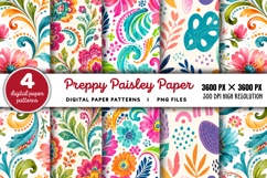 Bright Preppy Paisley Digital Paper PNG Product Image 1