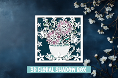 6 Layered Floral Teacup 3D Floral Shadow Box SVG Product Image 7