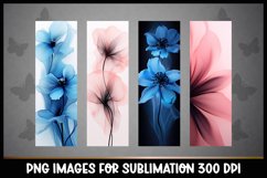 4 Whimsical Flowers Bookmarks Sublimation PNGs Product Image 1