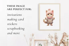 Winter Cute Grey Cat Watercolor Sublimation PNG Product Image 3