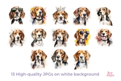 Watercolor Beagle Clipart Set Cute Dog Illustration Bundle Product Image 2