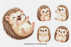 15 Bundle Watercolor Hedgehog Animal Cartoon Kids Thorns Product Image 6